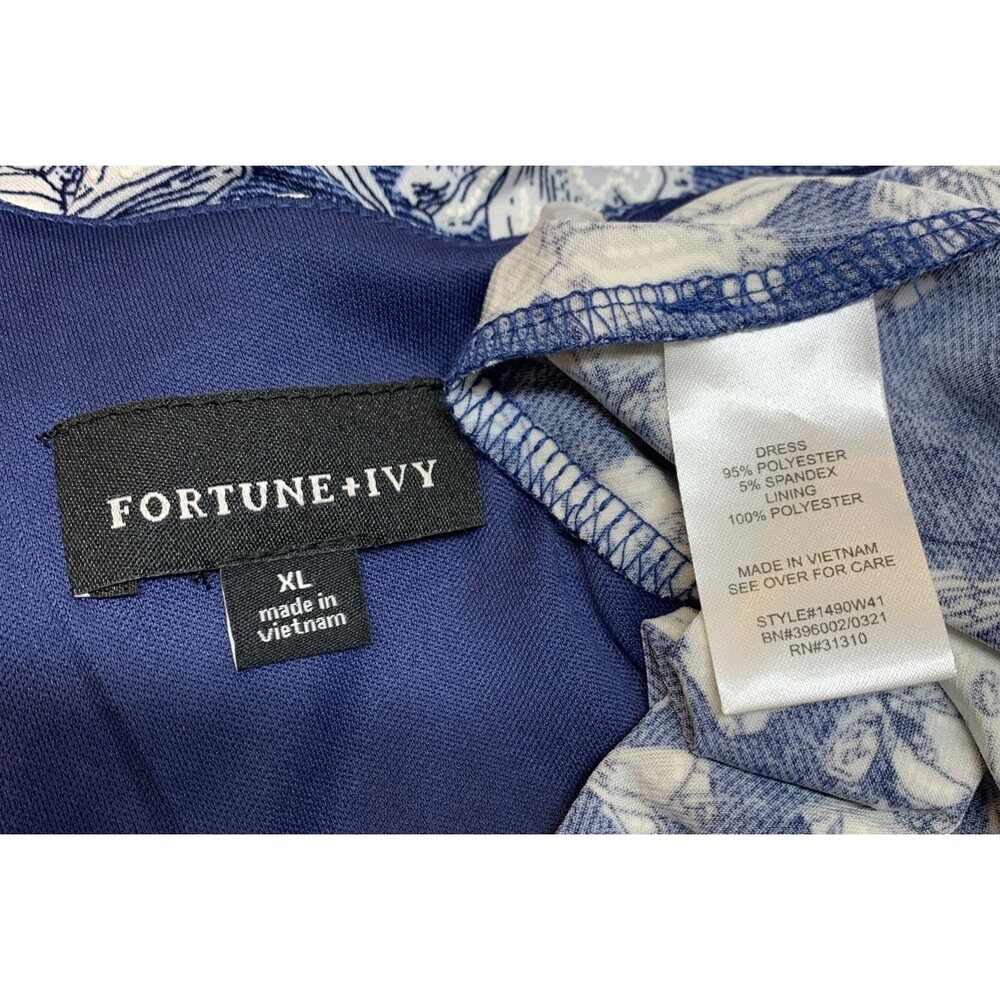 Fortune + Ivy Women's Spaghetti Strap Dress XL Blue Floral Fit and Flair - Picture 6 of 7